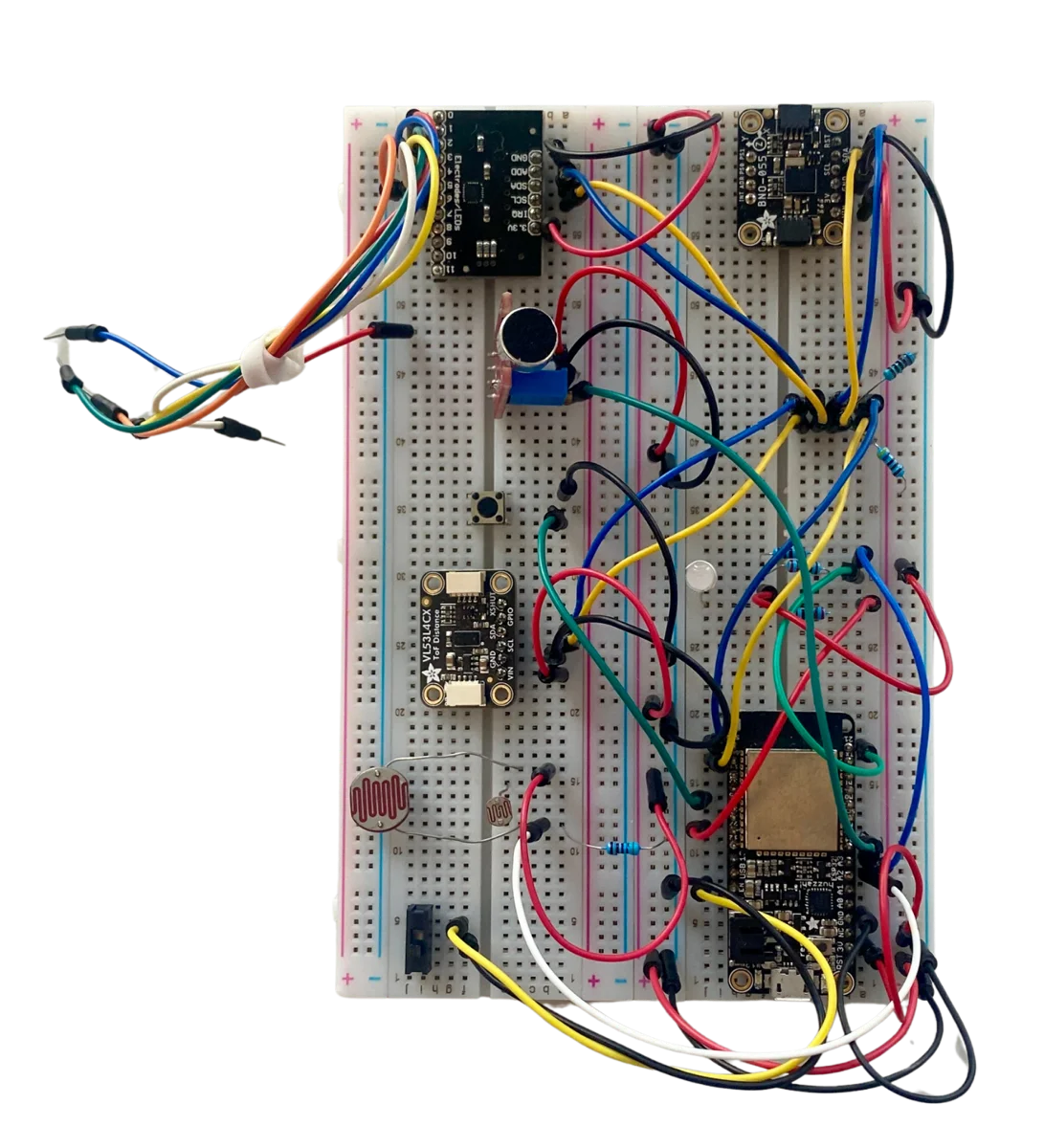 V1 on a breadboard.